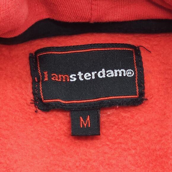 I Amsterdam Hoodie Mens Medium Red Pullover Sweatshirt Travel Graphic Tourist - Picture 7 of 12